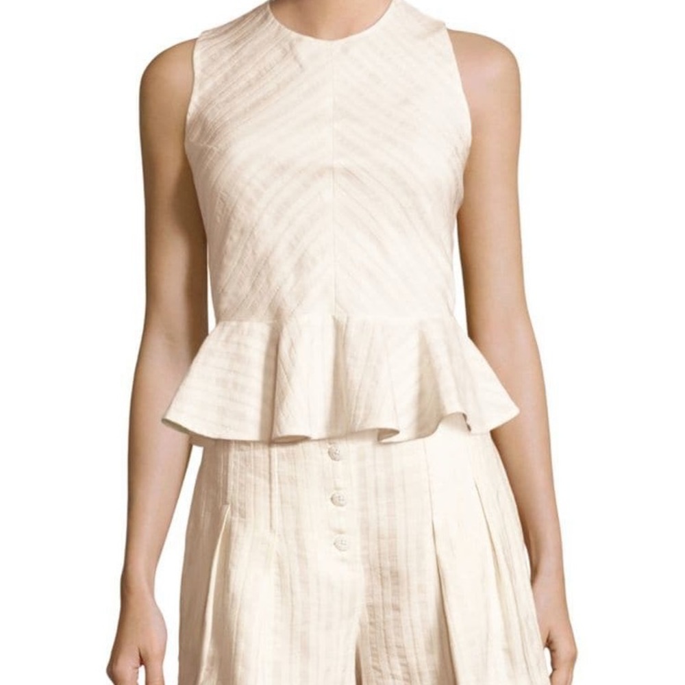 Rebecca Taylor Textured Striped Peplum Top